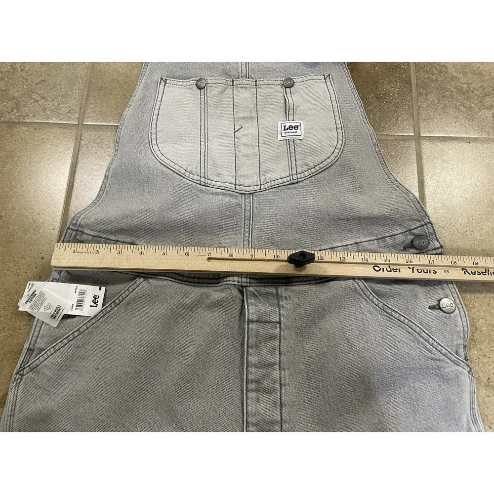 NWT Lee Workwear Bib Overalls Mens Size M Denim Carpenter Faded Gray Wash